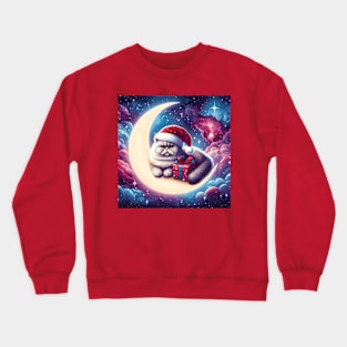 Exotic Shorthair Cat On The Moon Christmas Crewneck Sweatshirt